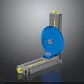 Mechanical Gear Adjustment Hardware Tools With Blue Gear Yellow Knobs And Gray Base