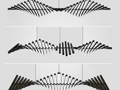 Unique Modern Linear Metal Chandelier With Geometric Design For Interior Spaces 3d model