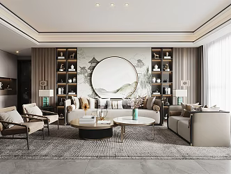 New Chinese Living Room 3d model