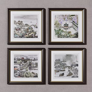 New Chinese Landscape Painting Decorative Painting 3d model