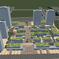 Modern Bird's Eye View Urban Planning Featuring High Rise Buildings Commercial District And Green Spaces