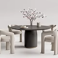 Modern Dining Table and Chair Combination Round Table and Chair 3d model