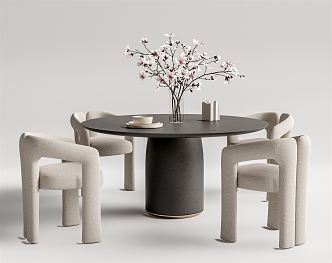 Modern Dining Table and Chair Combination Round Table and Chair 3d model