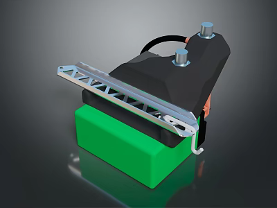 Scenic Green Surface With Black Device Metal Bracket And Dark Background 3d model