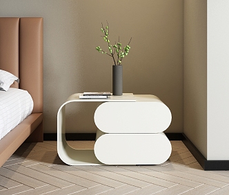 Cream Style Retractable Bedside Cabinet Creative Storage Cabinet Bedroom Storage Cabinet 3d model