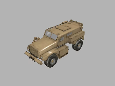 Sand Colored Military Style Functional Vehicle With Sturdy Body And Roof Structure 3d model