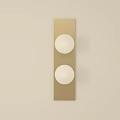 Modern Wall Sconce With Golden Rectangular Plate And Two White Round Bulbs On Beige Background 3d model