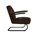Modern Brown Single Sofa With Plush Fabric Upholstery And Curved Metal Support Legs