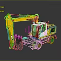 Liebherr Wheeled Excavator With Yellow Body Large Arm And Functional Bucket Design
