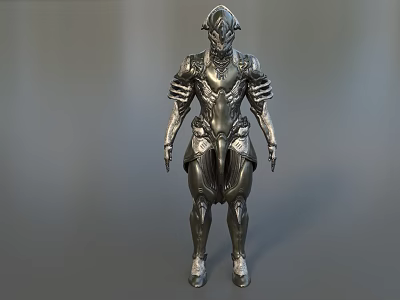 Smart Machine Featuring Silver Humanoid Form Intricate Patterned Armor Futuristic Tech Design 3d model