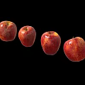 Fresh Red Apples With Yellow Speckles Arranged In A Row On Black Background