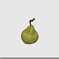 Fresh Ripe Green Speckled Pear With Brown Stem On Light Background