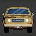 Old Yellow Rusty Car With Blue Windows Blue Wheels And Antenna