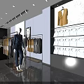 Professional Attire Clothing Store With Hanging Suits Display Area And Interior Plants
