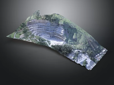 Open Pit Mine Structure With Terraced Layers Green Vegetation And Access Roads 3d model