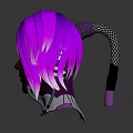 Futuristic Cyberpunk Character With Purple Pink Hair And Mechanical Headphones