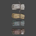 Collection Of Old Abandoned Cars With Rusty Bodies And Open Doors