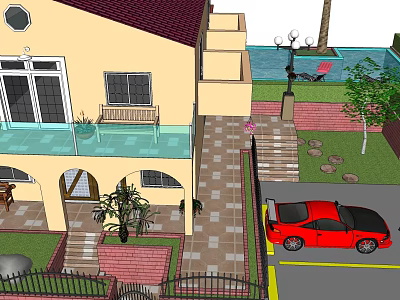 Modern Tropical Villa Homestay Private Pool Leisure Area Parking 3d model