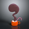 Orange Mug With Marshmallows Candy Cane And Brown Chocolate Swirl For Daily Use