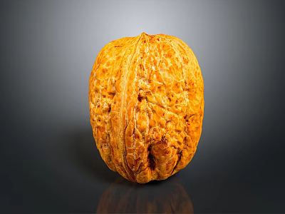 Whole Golden Brown Walnut with Textured Shell Natural Healthy Nut Snack Option 3d model