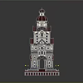 Cartoon Style Building Model With Domed Top Red And White Layers And Detailed Architecture