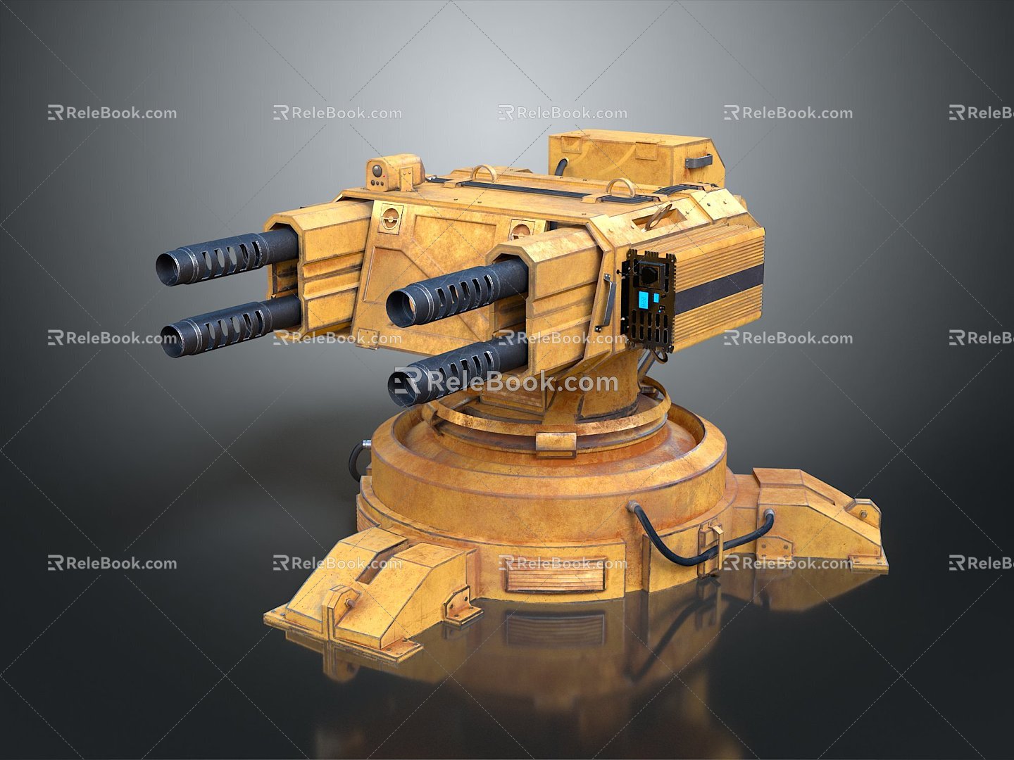 Turret Turntable Railgun Sci-fi Tower Defense Game Tower Defense Sci-fi Turret Game Turret Game Battery 3d model