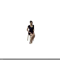 Woman Sitting On Wooden Stool Wearing Black Dress And High Heels Against Dark Background