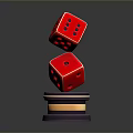 Two Red Dice Neatly Stacked On Colorful Chips As Decorative Home Living Accessories