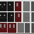 Various Swing Doors with Multiple Styles Available in Black Red Grey Colors 3d model