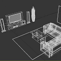 Modern Living Room Electronic Appliances Setup With TV Speakers Coffee Table And Sofa
