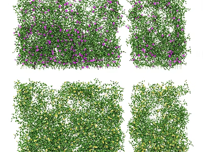 Lush Green Vines With Purple And Yellow Flowers For Garden Decoration 3d model