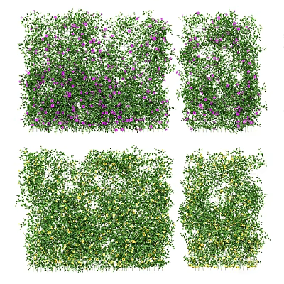 Lush Green Vines With Purple And Yellow Flowers For Garden Decoration 3d model