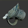 Ceramic Jug With Blue Green Glaze Decorative Patterns And Curved Handle