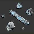 Rock And Crystal Scene Components Featuring Arched Standing Irregular Blocks And Small Blue White Crystals