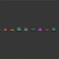 Colorful Toy Cars Collection in Various Bright Hues on Black Background