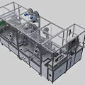 Automated Industrial Equipment Production Line With Transparent Enclosure Mechanical Components And Conveyor Belt