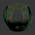 Ancient Metal Weapon Breastplate With Green And Red Rusted Surface Design