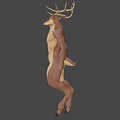 Game Movie Character Deer Human Hybrid With Muscular Build And Antlers On Green Background