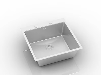 Stainless Steel Square Single Bowl Kitchen Sink with Modern Sleek Design 3d model