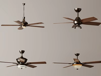 Stylish Brown Ceiling Fans With Lights In Various Designs For Home Decoration 3d model