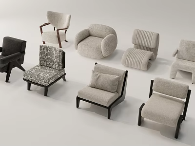 Various Accent Chair Designs With Modern Styles And Different Materials 3d model