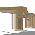 Outdoor Wooden Pergola With Curved Roof And Lattice Architectural Design