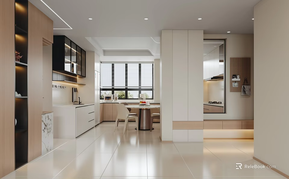 Modern Open Concept Living Room Interior With Sofa Coffee Table And Large Windows 3d model