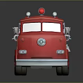 Red Cartoon Fire Truck Toy With Ladder Hoses And Emergency Lights