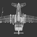 Vintage Military Aircraft With Red Engine Yellow Markings V224 Serial Number And Propeller