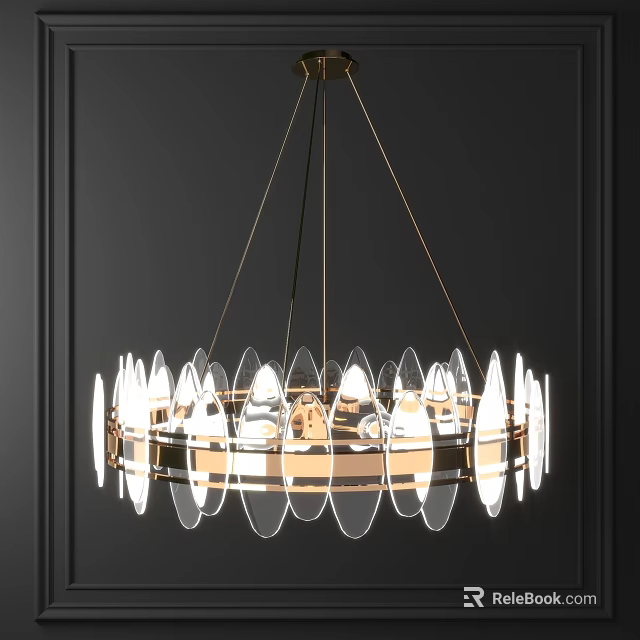 Modern Crystal Chandelier with Gold Metal Frame and Transparent Crystal Petal Design 3d model 
