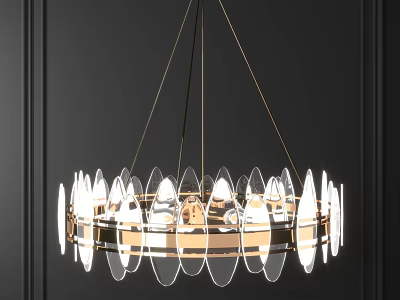 Modern Crystal Chandelier with Gold Metal Frame and Transparent Crystal Petal Design 3d model