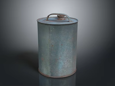 Vintage Metal Storage Container With Cylindrical Shape And Handle For Home Use 3d model