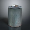 Vintage Metal Storage Container With Cylindrical Shape And Handle For Home Use