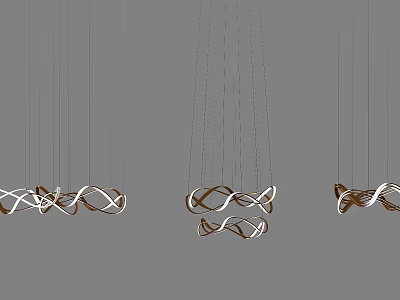 Modern Twisted Metal Chandelier With White And Brown Intertwined Design For Modern Interior Decoration 3d model